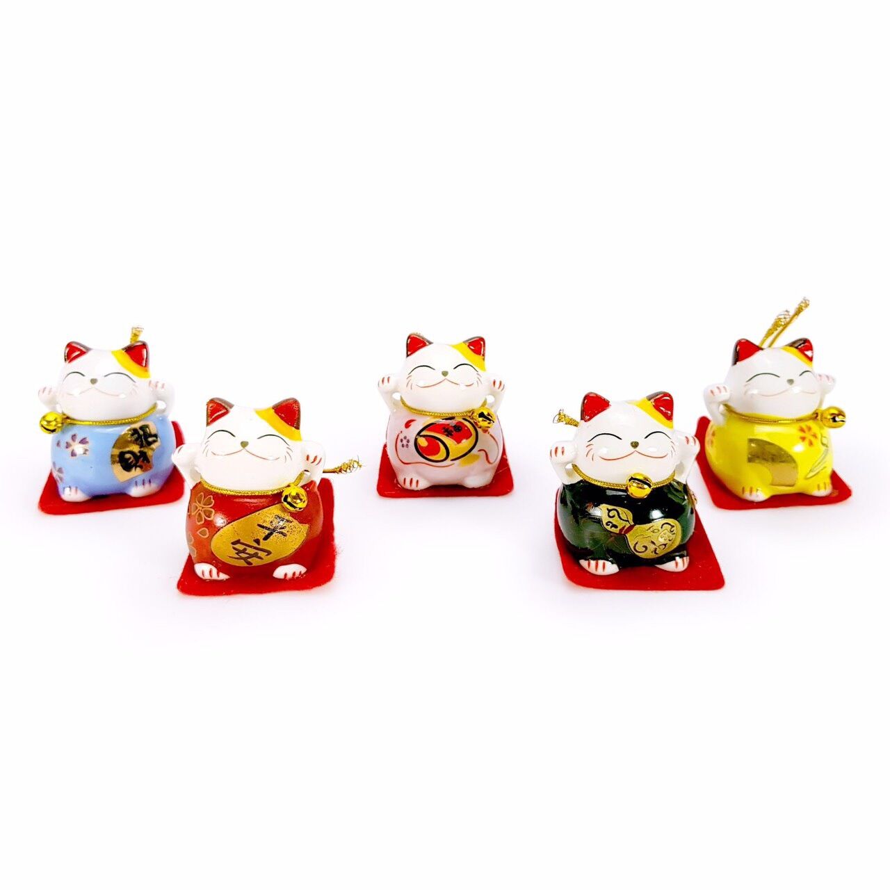 Bộ 5 Tượng Mèo Thần Tài May Mắn