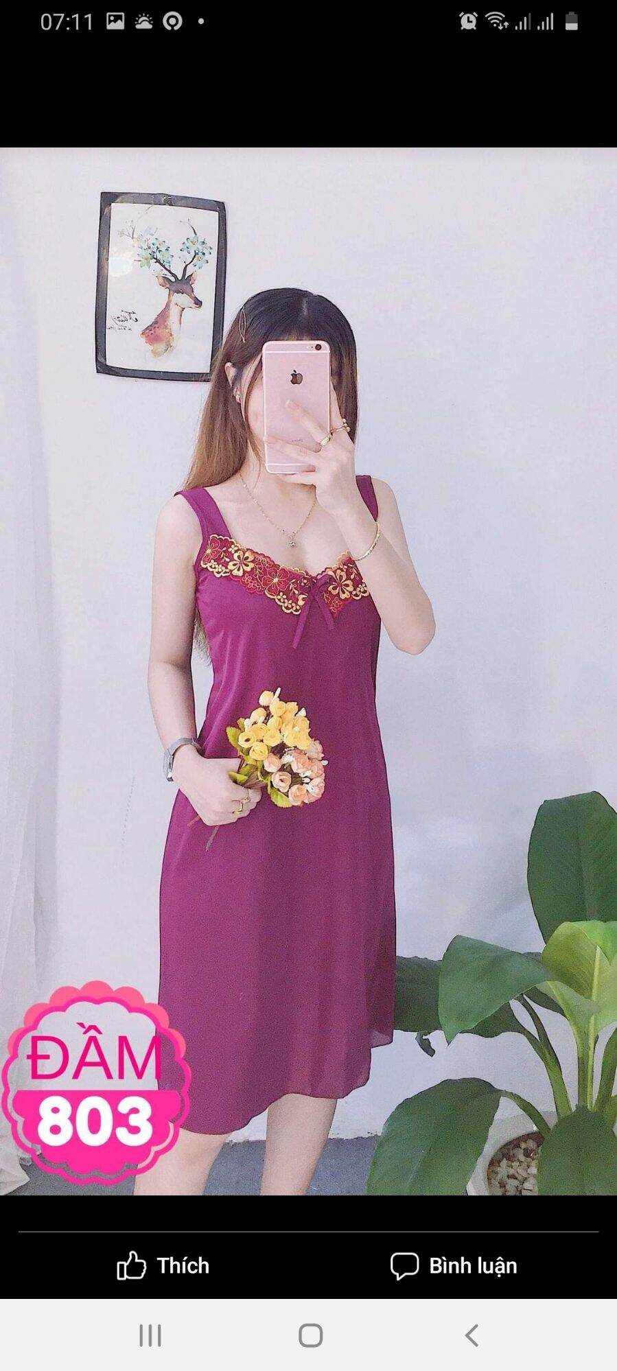 Đầm Thun Nữ Phối Ren Mặc Nhà Giá Rẻ - M37