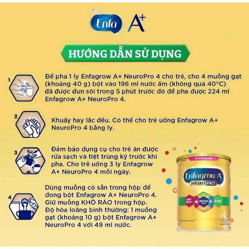 [Date 12/2023] Sữa bột Enfagrow 4 lon 1,7kg Vị k đổi