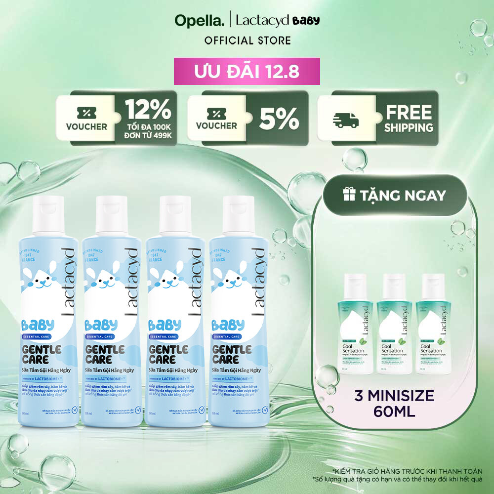 Bộ 4 Sữa Tắm Gội Trẻ Em Lactacyd Baby Gentle Care Bảo Vệ Dịu Nhẹ Cho Làn Da Nhạy Cảm 250ml/chai