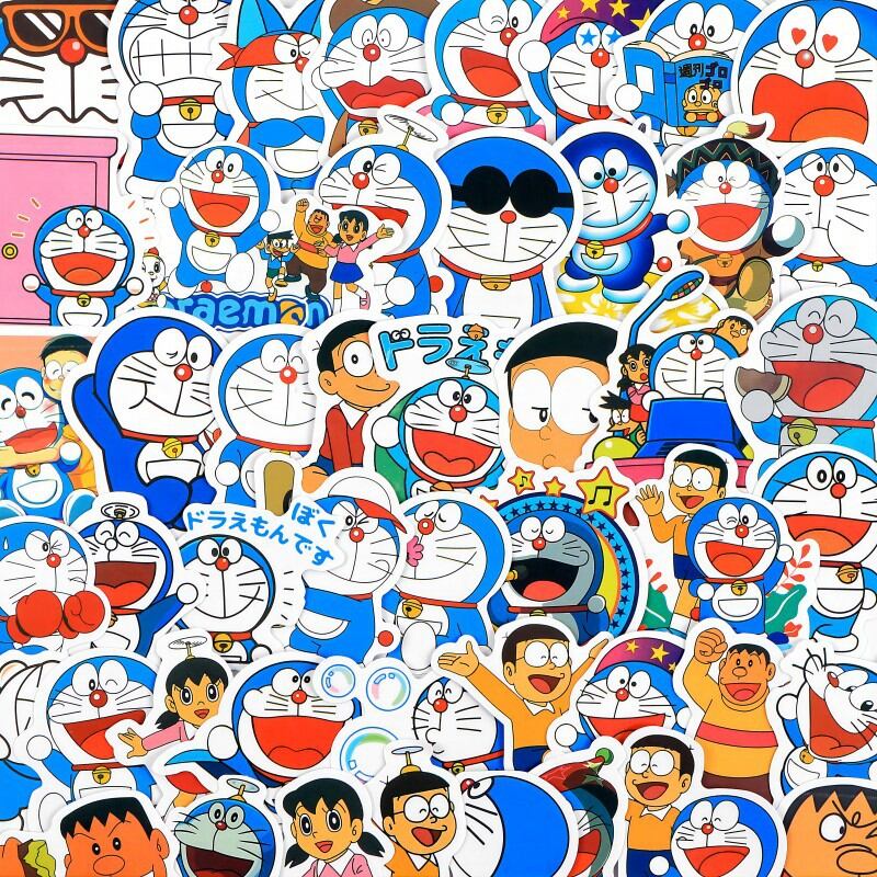 Set 50 miếng sticker hình dán chống nước Doraemon