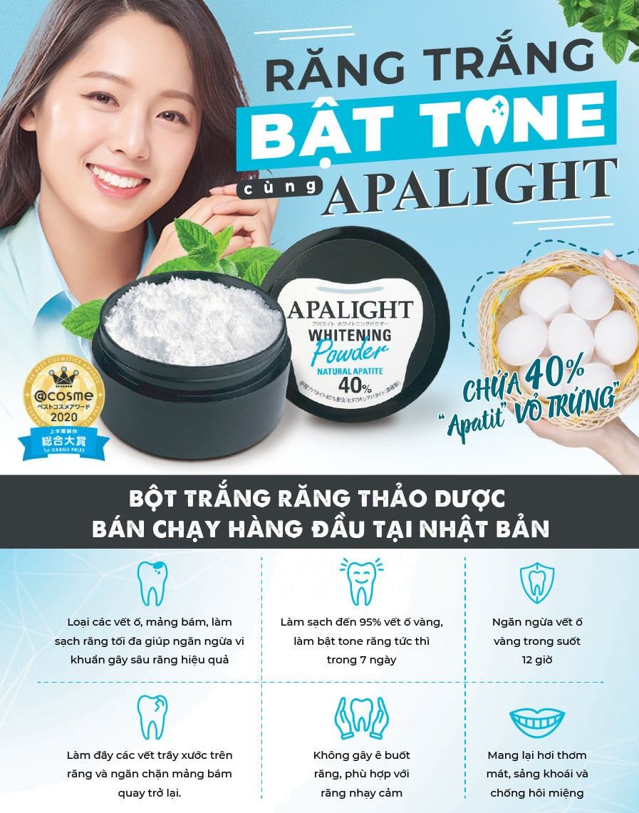 [CHÍNH HÃNG] Bột Trắng Răng APALIGHT Nhật Bản