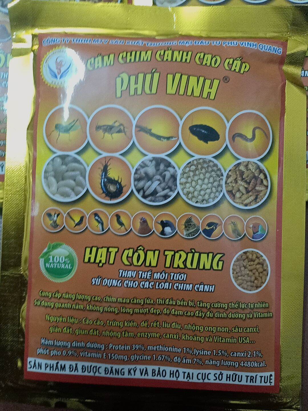 Hạt Côn Trùng100G (Phú Vinh) Cám Chim Cao Cấp- Hạt Côm Trùng Cao Cấp