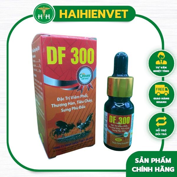 10ml DF300 - V.IÊM PHỔI, THƯƠNG HÀN, SƯNG PHÙ ĐẦU, TIÊU CHẢY tren Gà đá, gà treo