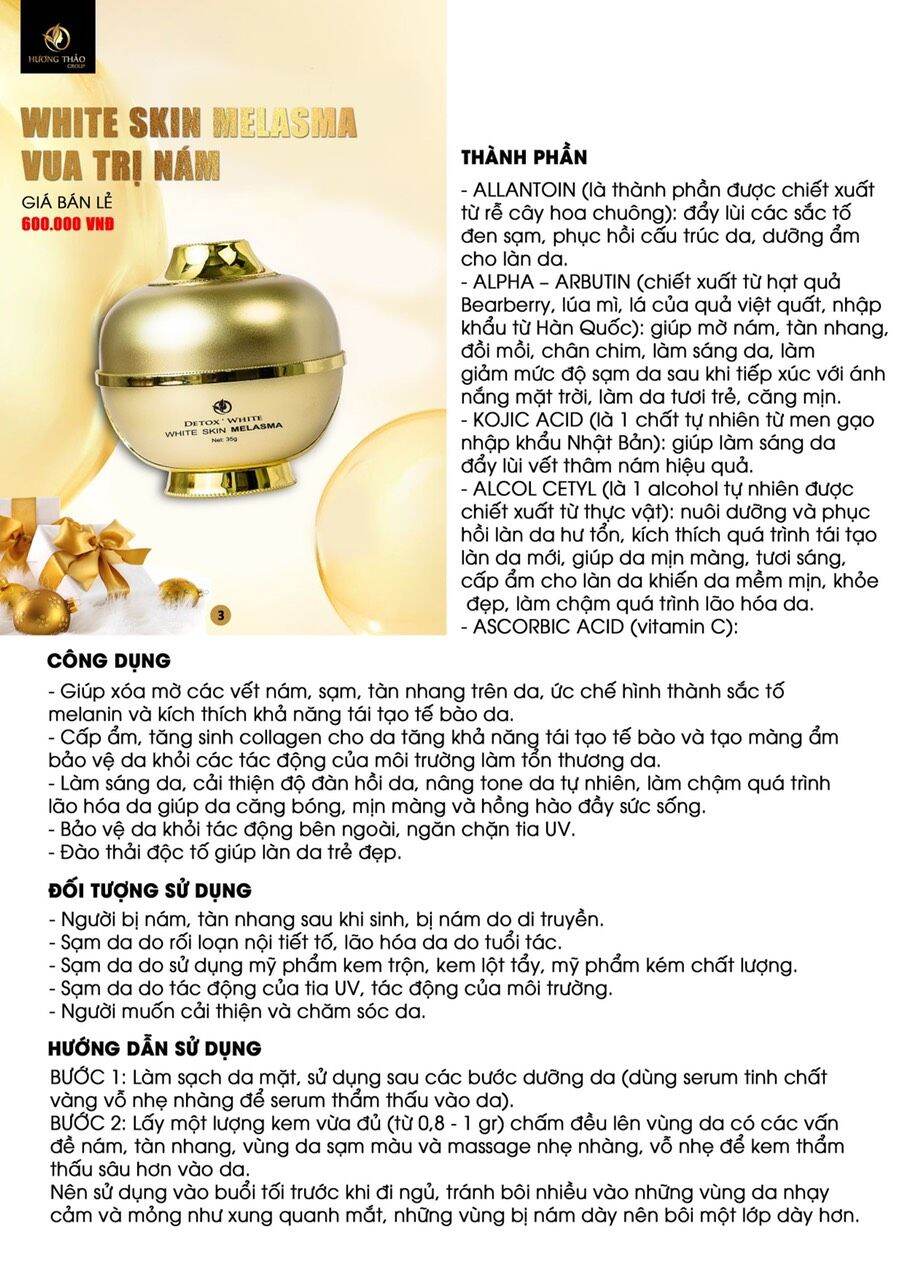CAO NÁM MELASMA WHITE SKIN DETOX WHITE