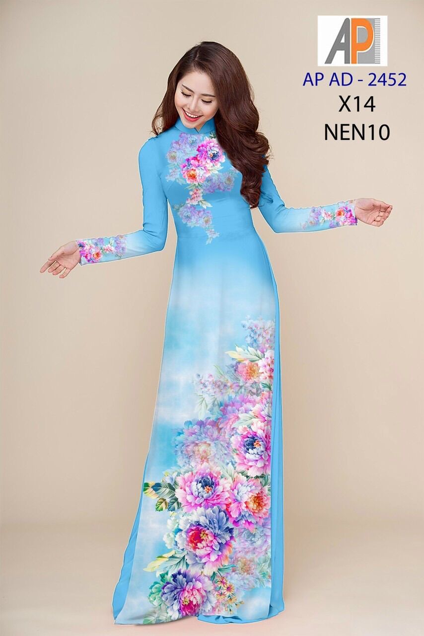 Vải áo dài hoa mẫu đơn