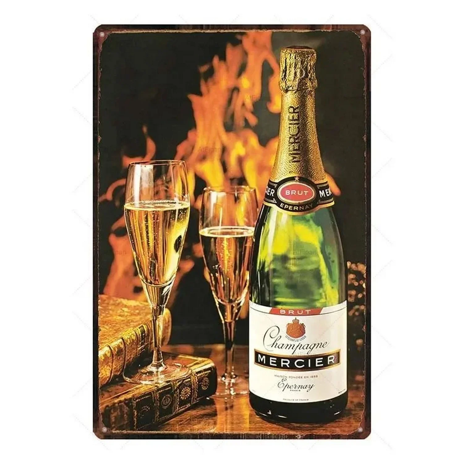 Vintage Champagne Kim Loại Tín Hiệu Cinzano Nghệ Thuật Poster Sắt Tranh Treo Tường Trang Trí Mảng Bám Cho Người Động Nhà Cafe Vườn Câu Lạc Bộ thanh