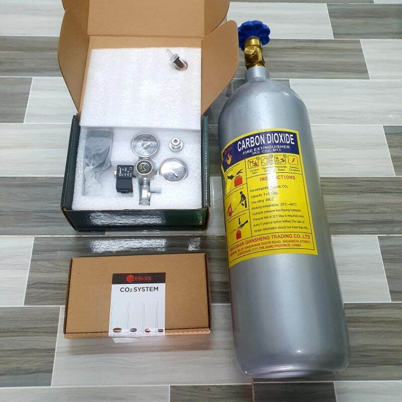 Bình co2 thuỷ sinh 3kg, full khí | bình co2 sắt 3kg kèm van điện mufan
