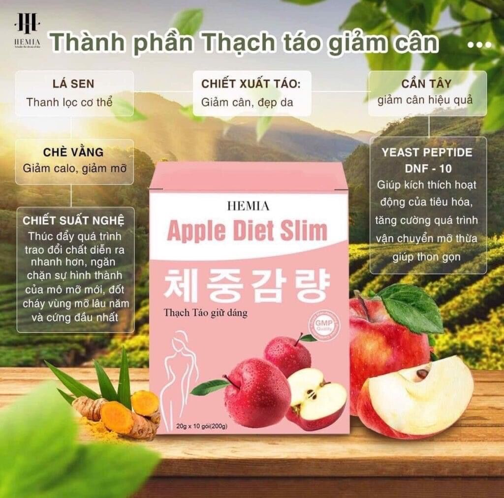 Thạch táo vi nấm giảm cân Apple diet slim