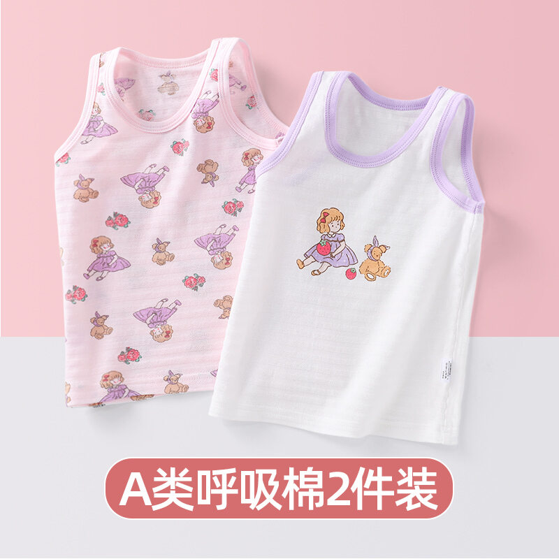 Áo ba lỗ trẻ em áo hai dây bé gái bé gái 2024 cotton cotton mẫu mỏng mùa hè áo ba lỗ bé gái bé gái mùa hè mẫu mới