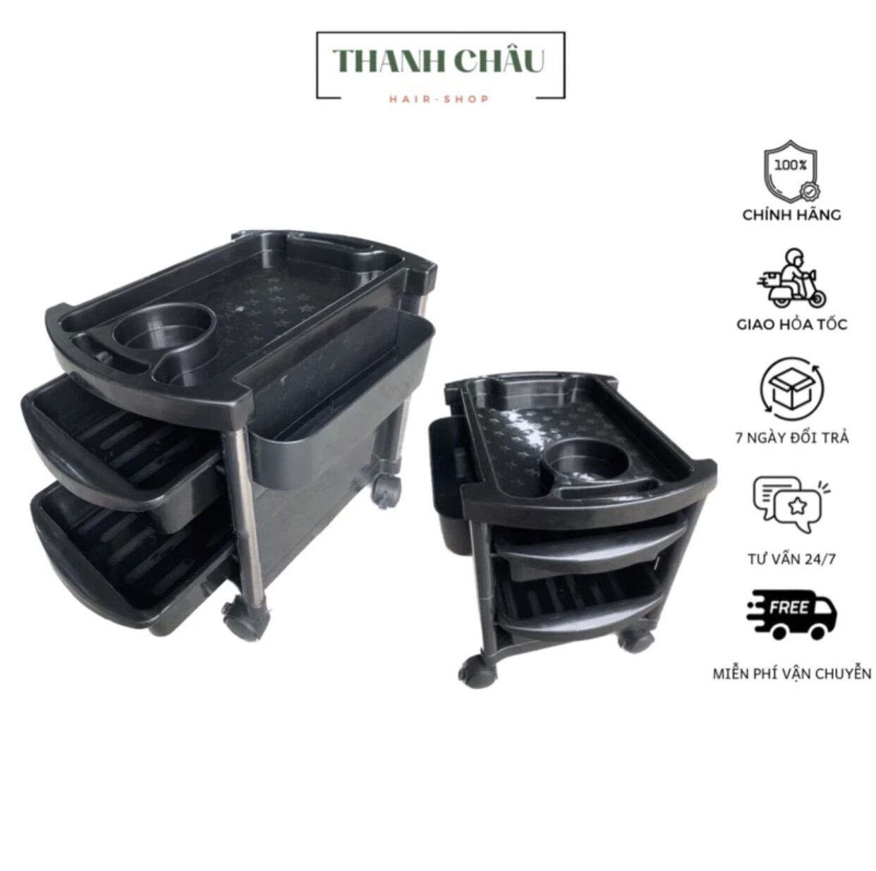 Xe đẩy nail chuyên dụng 3 tầng nhỏ gọn