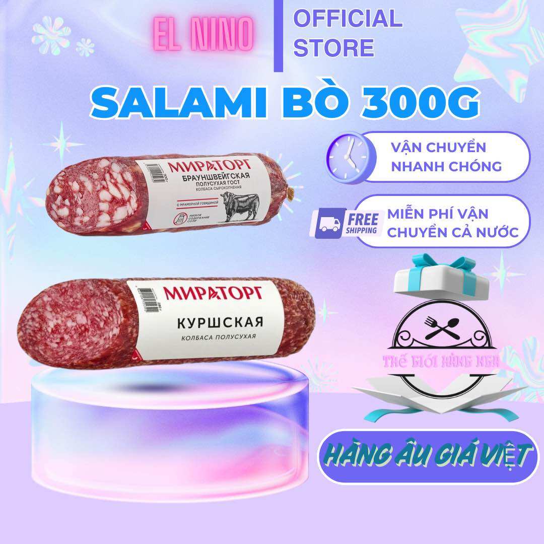 Đồ nhậu Salami bò hun khói Mipatog 300g , thịt khô ăn vặt Nga