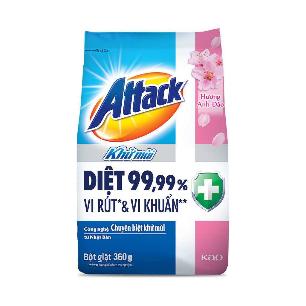 Bột giặt attack khử mùi hương anh đào 360g