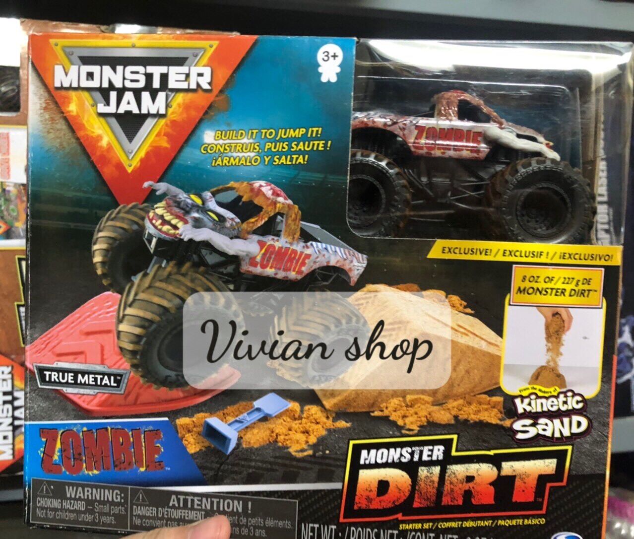 Mô hình Monster Jam Zombie gồm xe và cát, phụ kiện