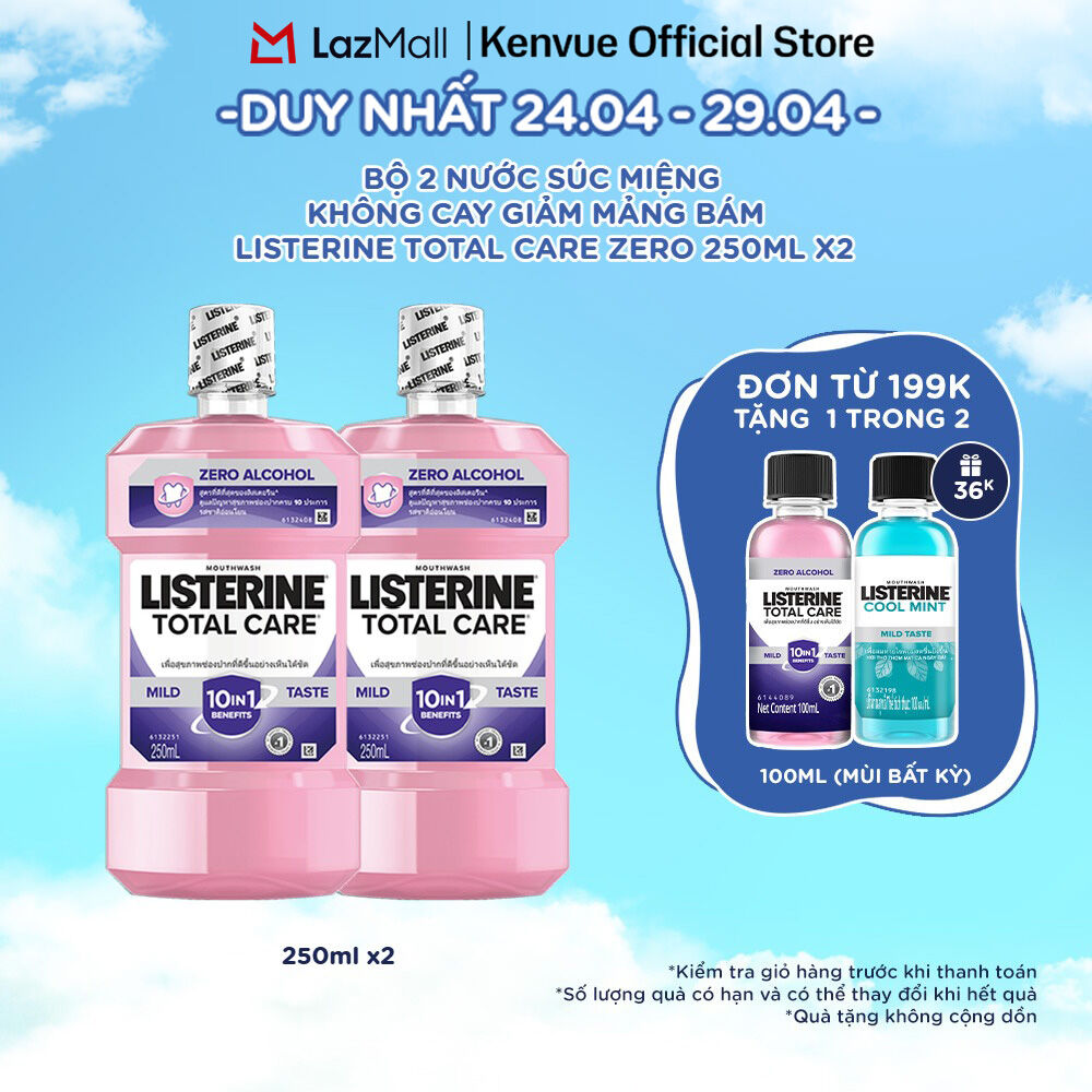 Combo 2 Nước Súc Miệng Listerine Total Care Zero 250mlx2