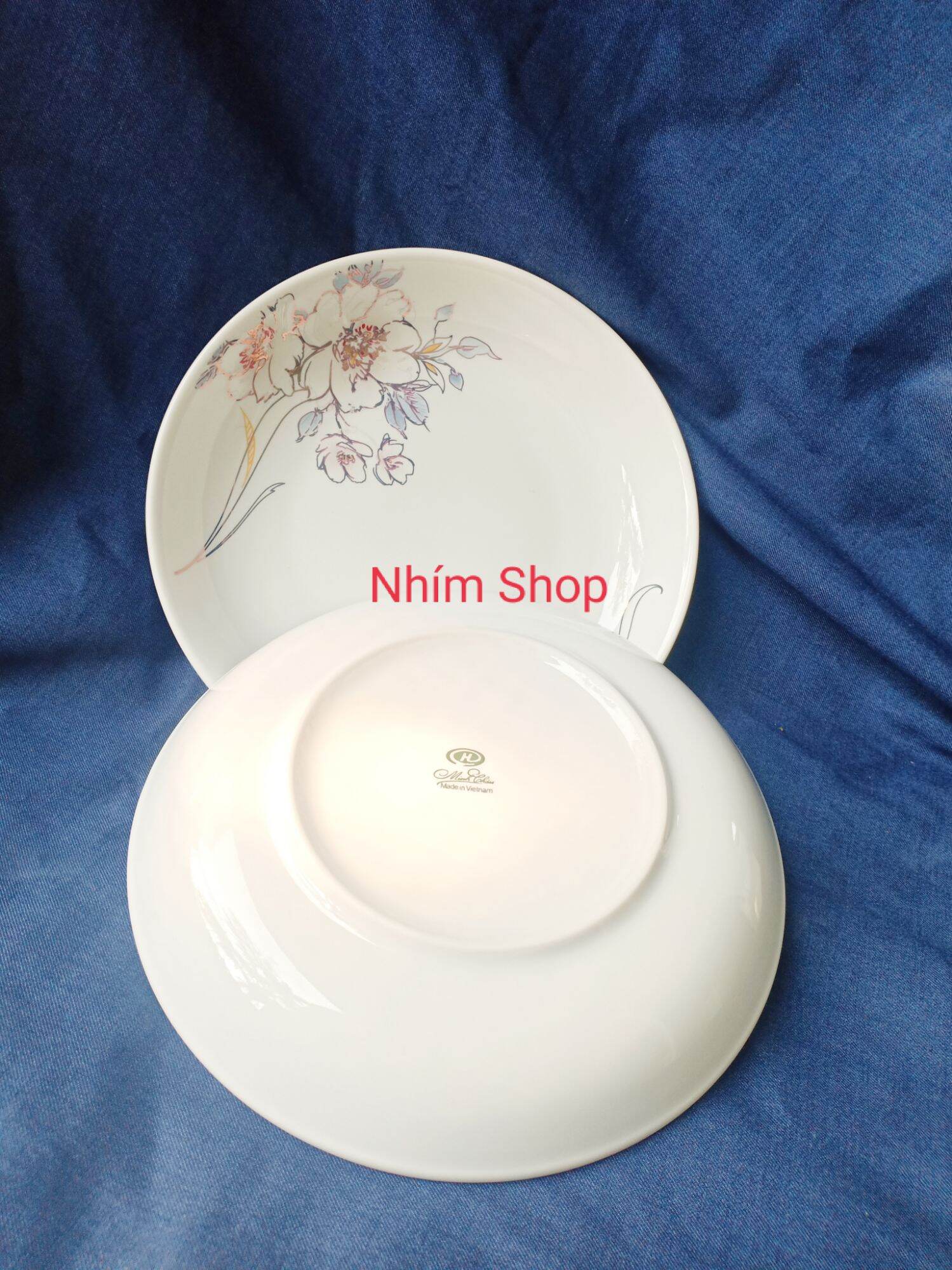 Combo 03 dĩa sứ sâu lòng hàng gốm sứ cao cấp Minh Châu chính hãng, Đường kính 18cm