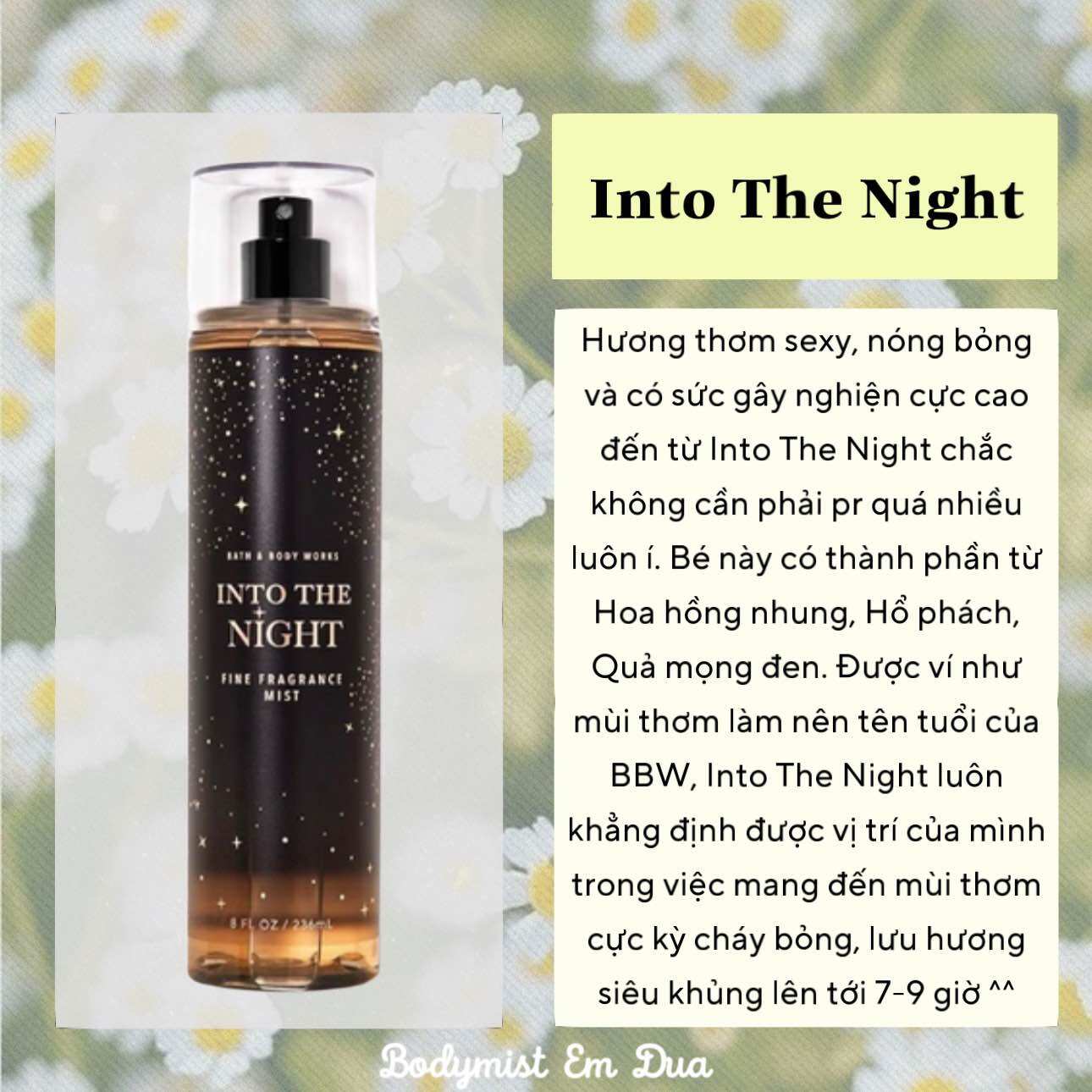 Xịt thơm toàn thân bodymist - mùi hương into the night 236ml - bodymist em dứa