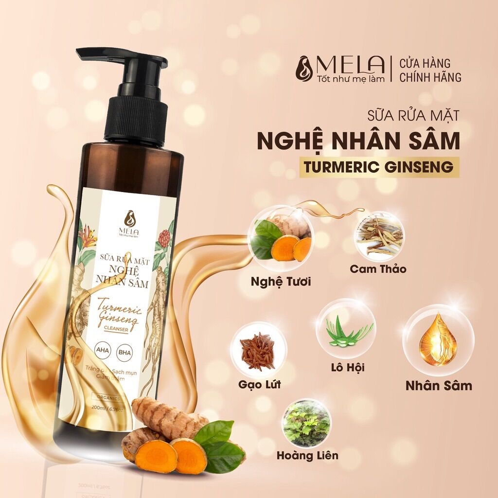 Sửa rữa mặt nghệ nhân sâm Mela 200ml