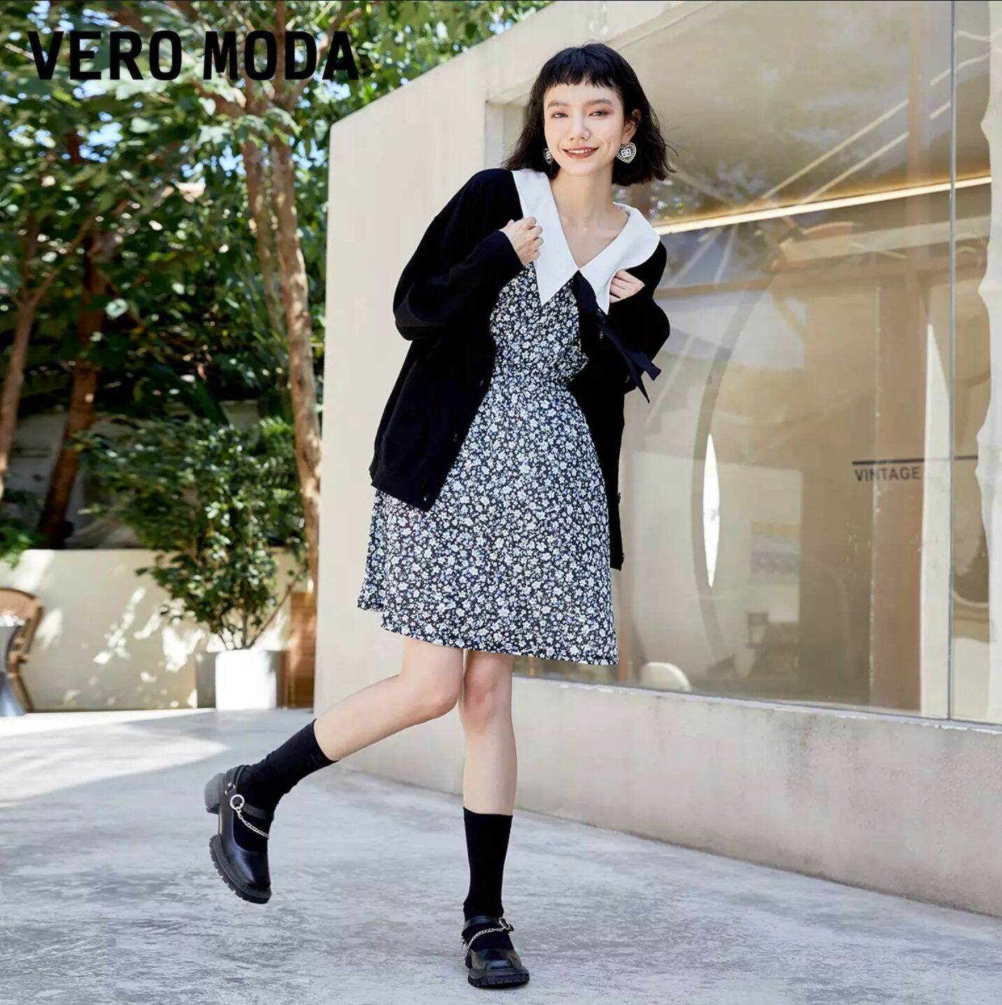 Vero moda - cardigan nữ dệt kim dáng rộng màu đen size XS new with tag