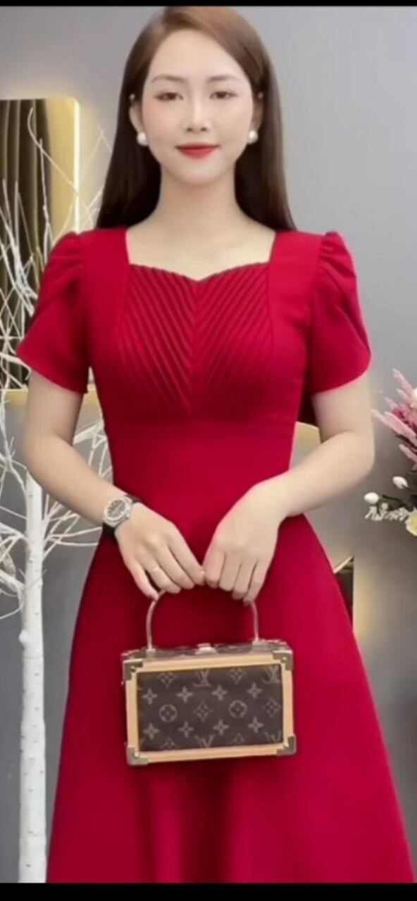 [HCM]Đầm Xòe  nữ cổ cách điệu Đ 007