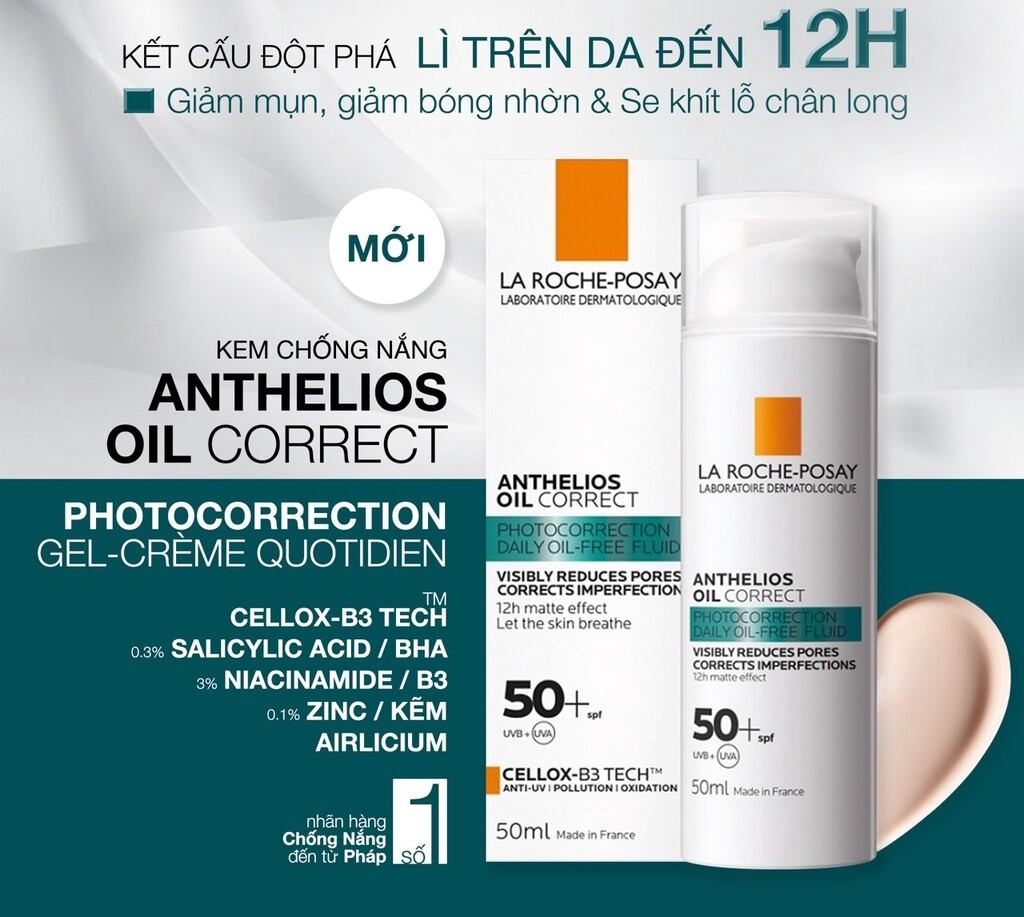 Kem chống nắng dành cho da mụn l.a-ro.che-po.say anthelios anti-imperfections spf50+ tupe 50ml của pháp