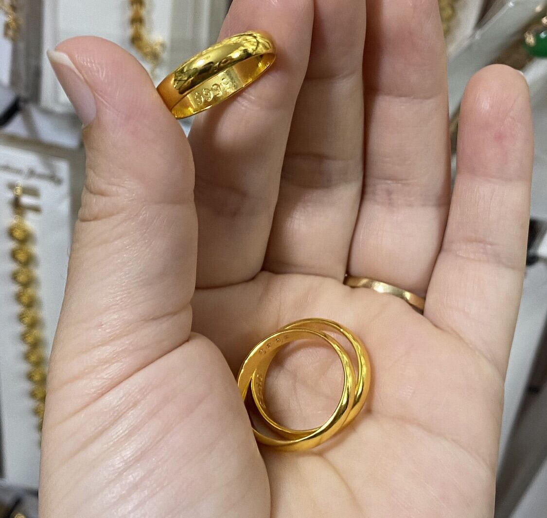 Nhẫn trơn 2 chỉ mạ vàng 24k khắc 4 số 9