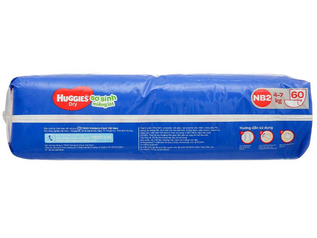 [Nhập RS0722 giảm 30k cho đơn 99k]Miếng lót Huggies NB2 60 miếng (4 - 7kg).
