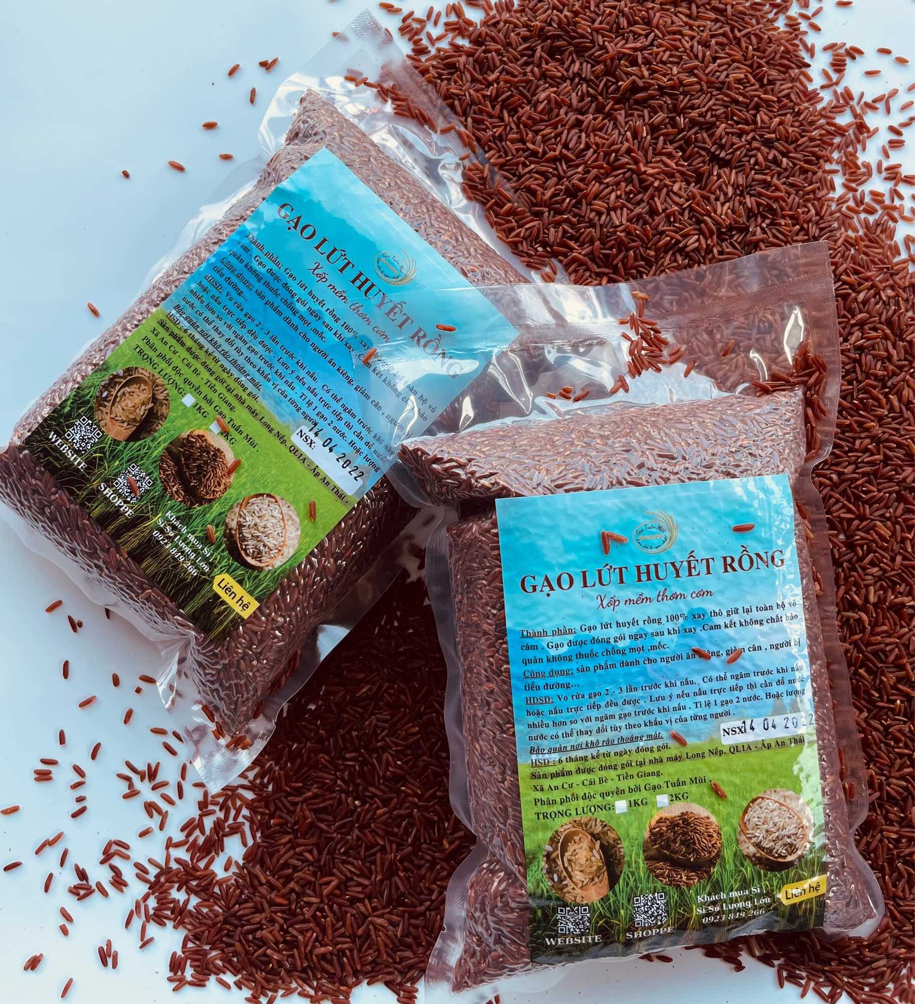 Gạo Lứt Huyết Rồng (Túi 2ký Hút Chân Không )