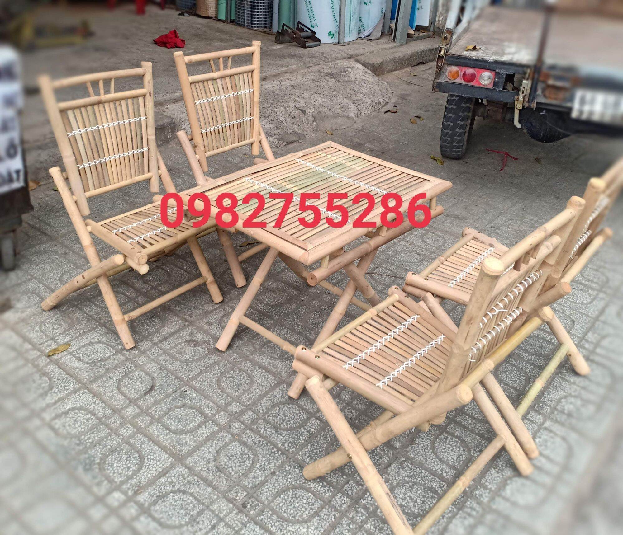 bàn ghế tre, bàn ghế xếp