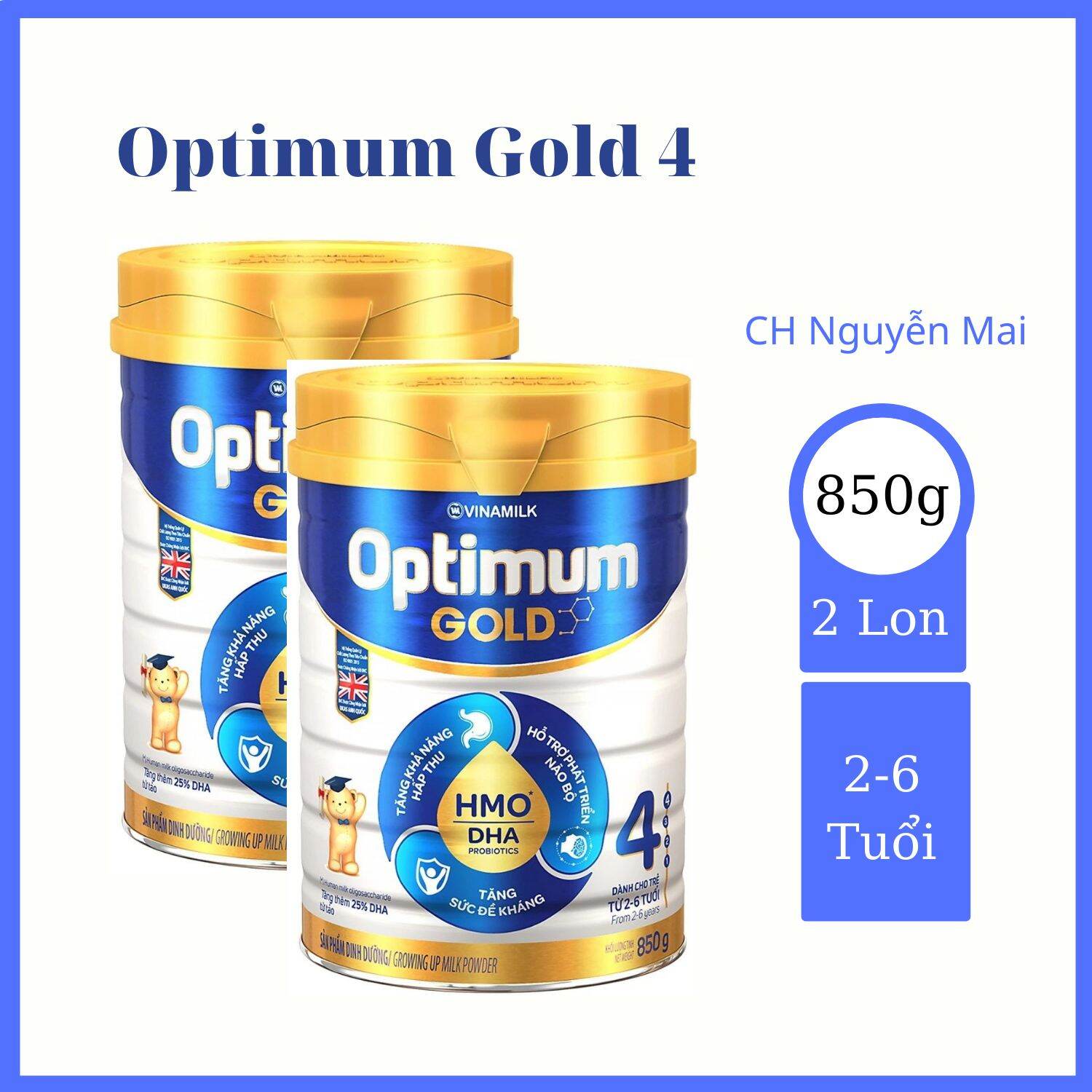Combo 2 hộp sữa vinamilk optimum gold 4 - 850g