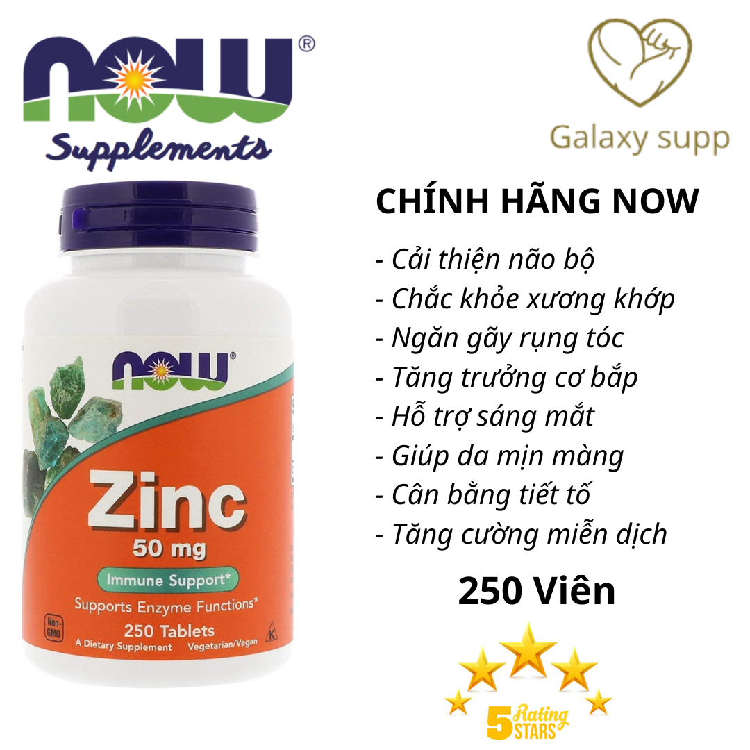 Now zinc 50mg tăng cường sức khỏe 250 viên