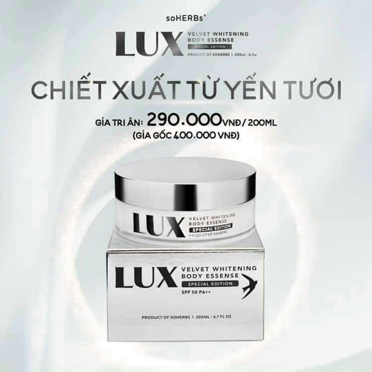 Kem Body Lux Tinh Chất Yến Tươi Velvet Whitening 280 Gr