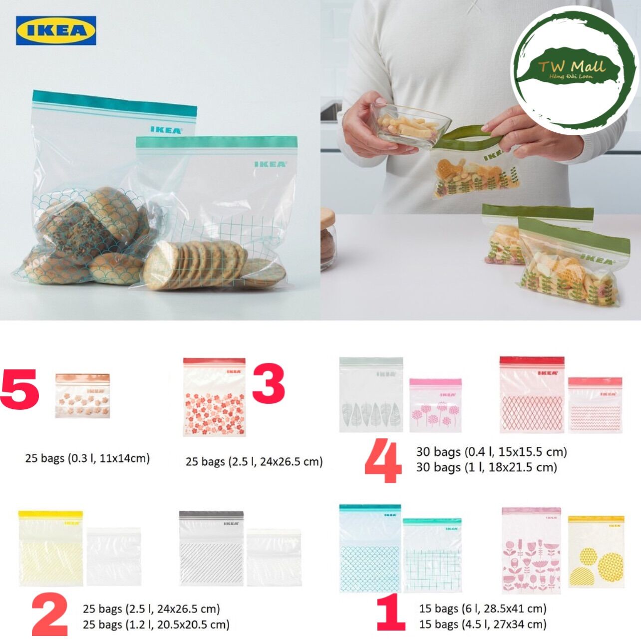 HỘP 30 TÚI ZIP LOCK IKEA ISTAD (6L + 4.5L) TW Mall