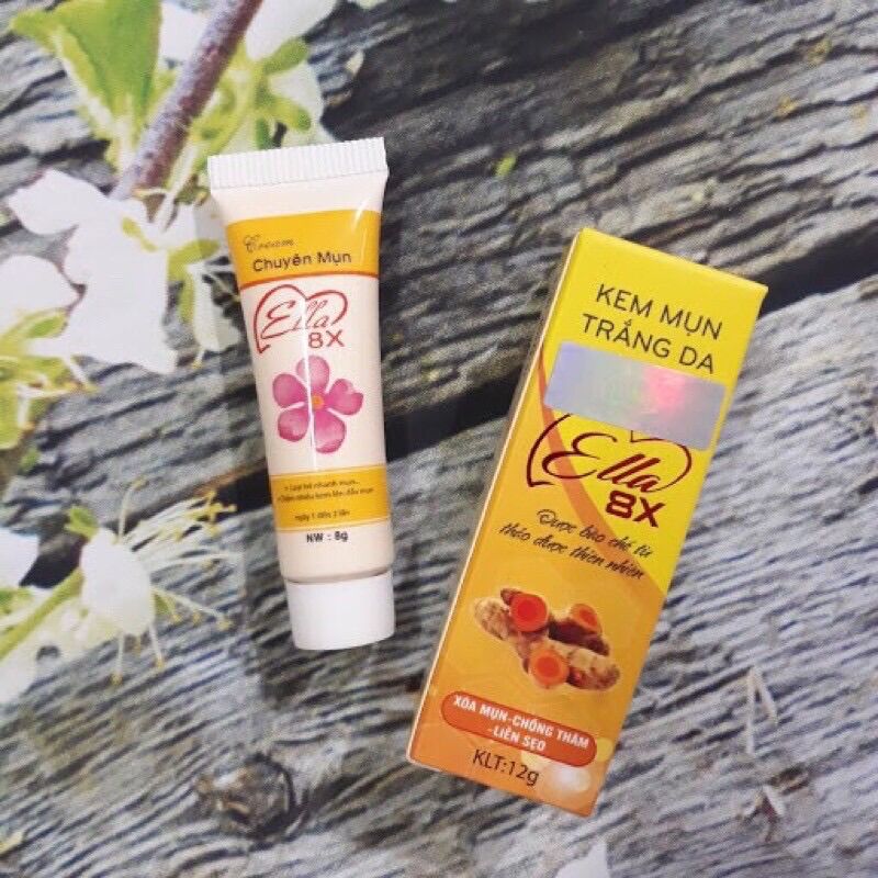 [HCM]Kem mụn trắng da Ella 8x nghệ 12g