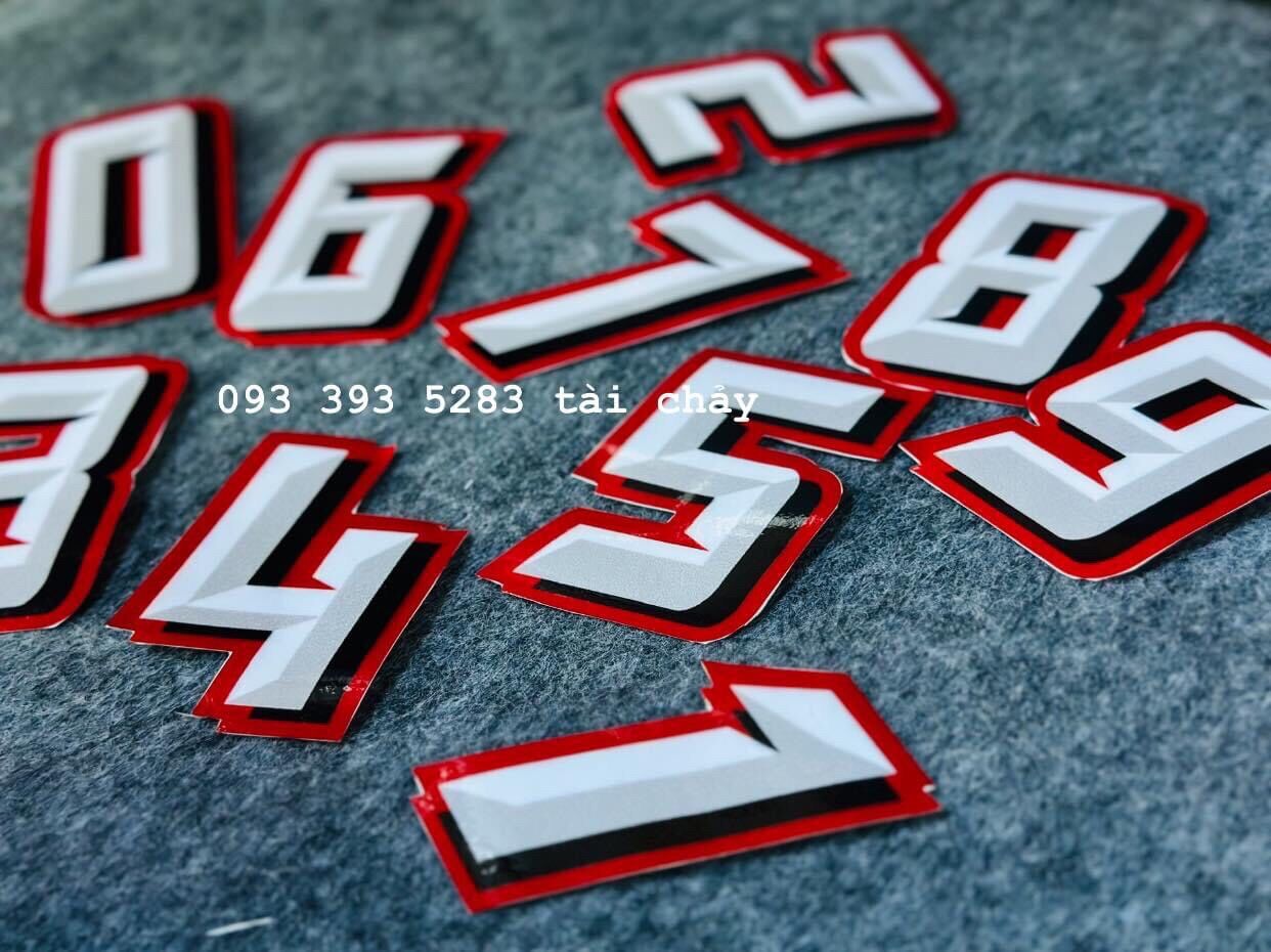 [ GIÁ 1 SỐ ] TEM DECAL SỐ CÓ NỀN CAO 8CM DÁN XE TRANG TRÍ