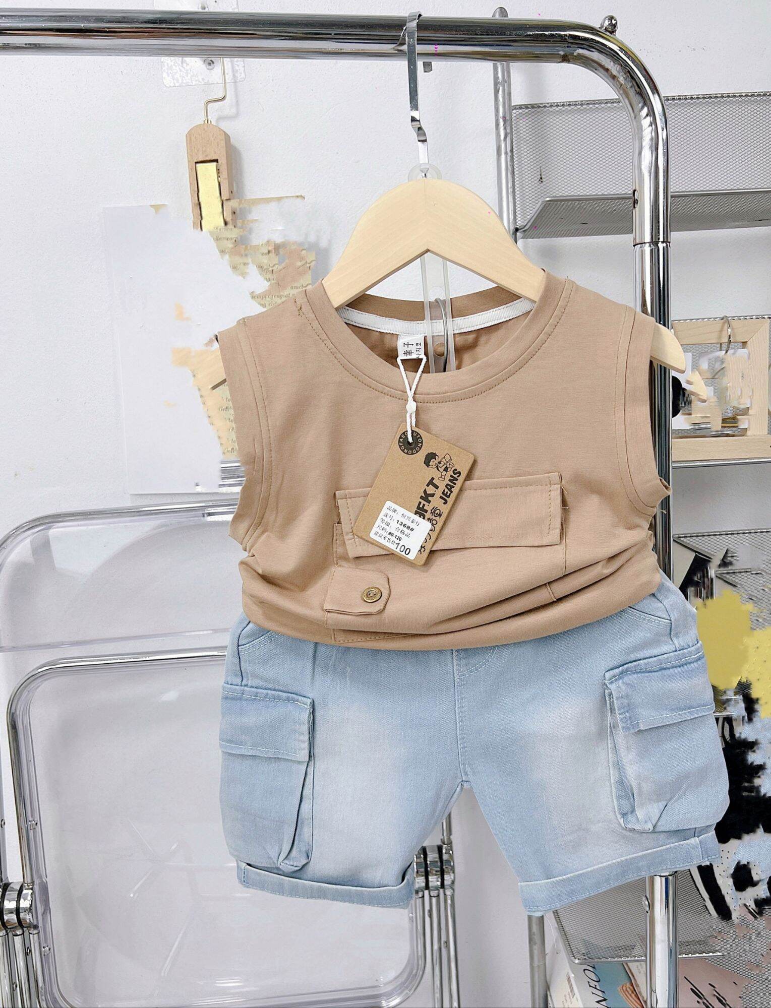 Bộ áo cotton quần jean bé trai (hàng qc chuẩn đẹp)