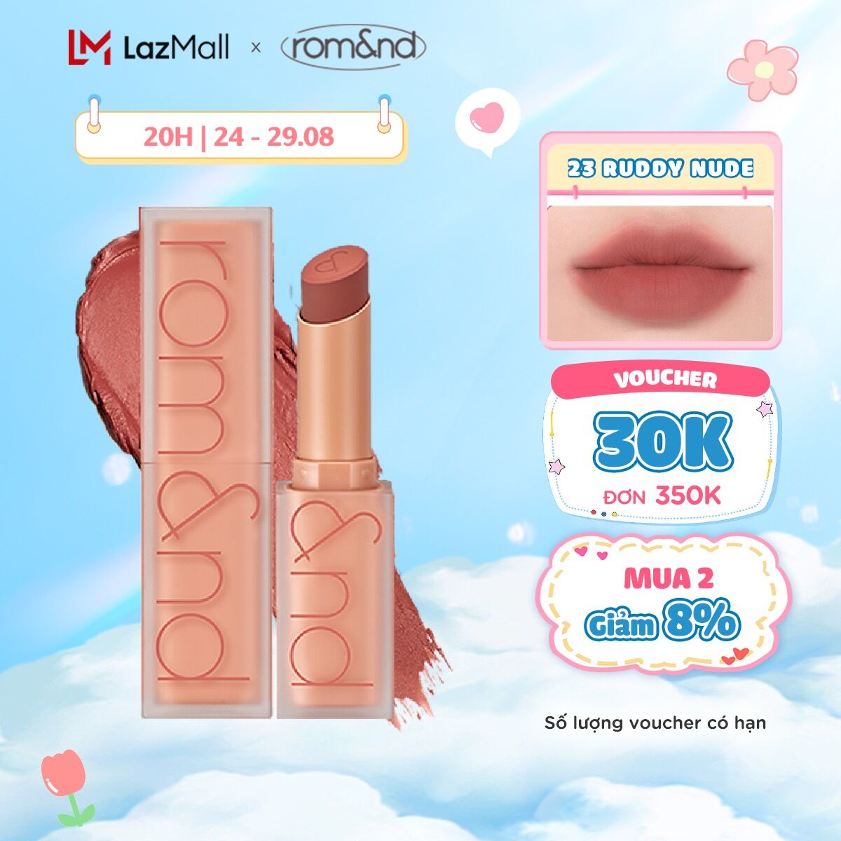 Son thỏi lì, lên màu siêu xinh Hàn Quốc Romand Zero Matte Lipstick - Shell Beach Nude Collection 3g