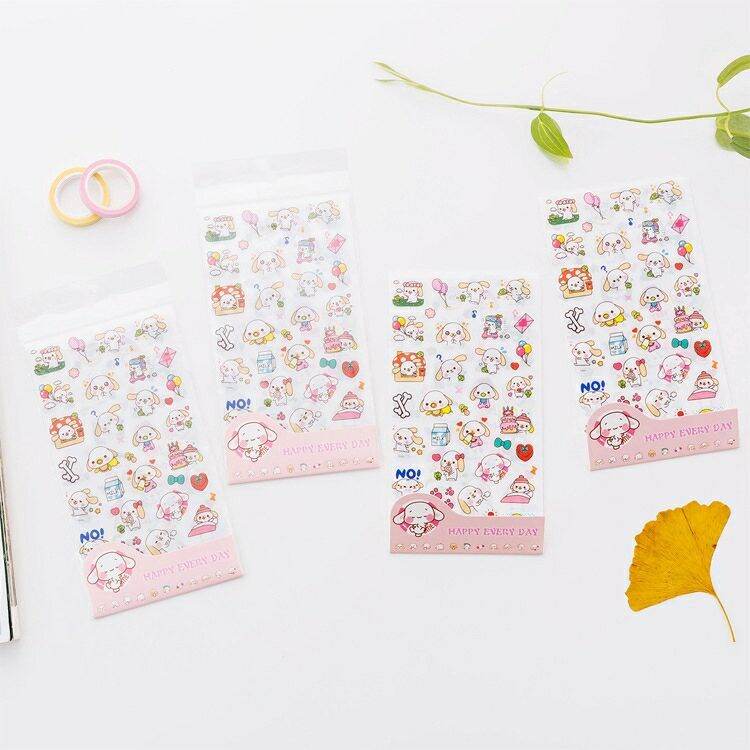 [HCM]1 set (gồm 6 miếng) stickers hình bé cún tinh nghịch