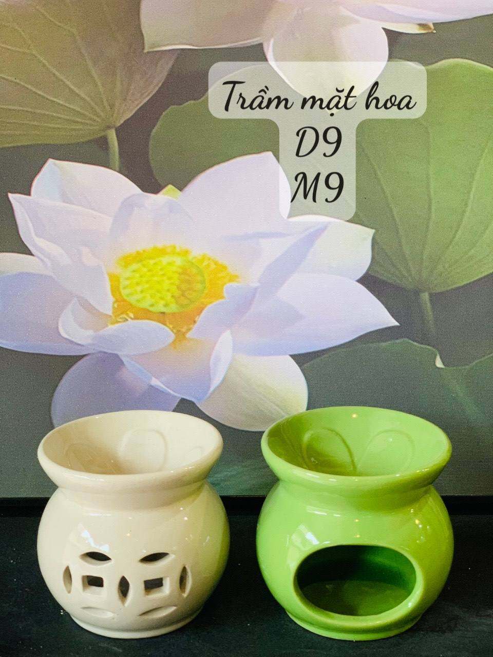 Đèn xông tinh dầu bằng nến – Đèn Đốt Tinh Dầu Mặt Hoa Sứ Bát Tràng