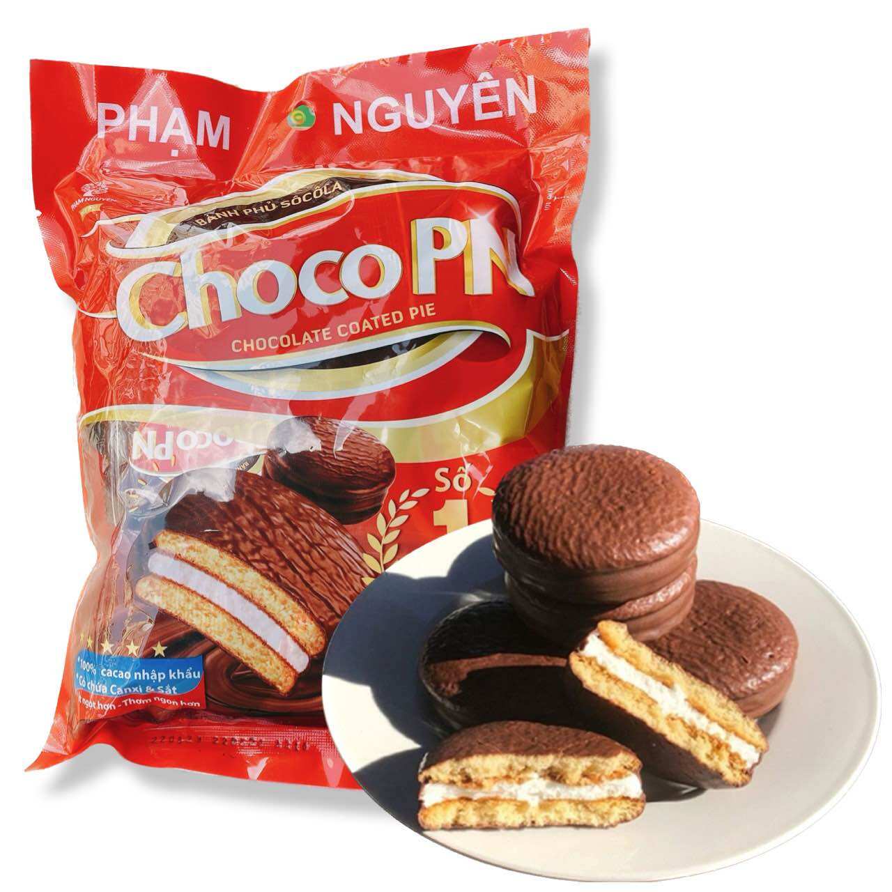 [ ĂN LÀ GHIỀN ] Bịch 12 cái /216gr Bánh Chocopie Phạm Nguyên Asoco truyền thống xuất khẩu Thái Lan (Date mới: 12 tháng)