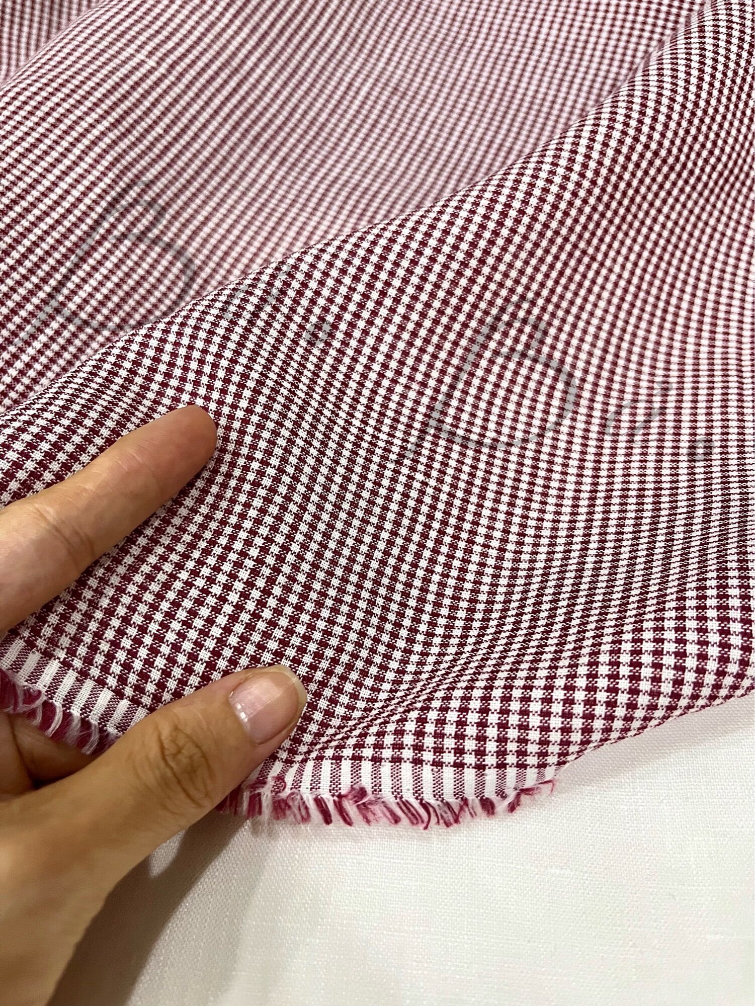 Vải linen bột pha tưng hoạ tiết móc câu khổ 1m45