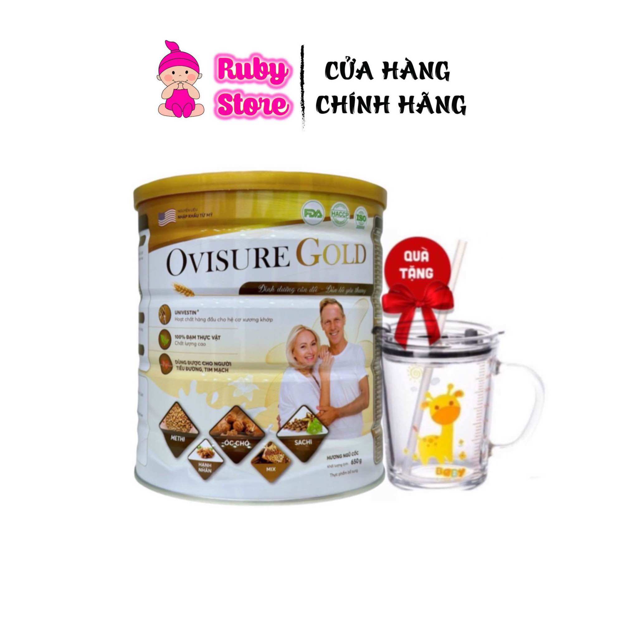 Sữa hạt xương khớp Ovisure Gold lon 650g giảm đau nhức mỏi xương khớp