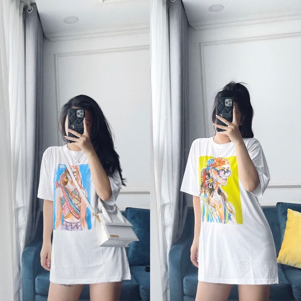 Áo phông hình cô gái đội khăn