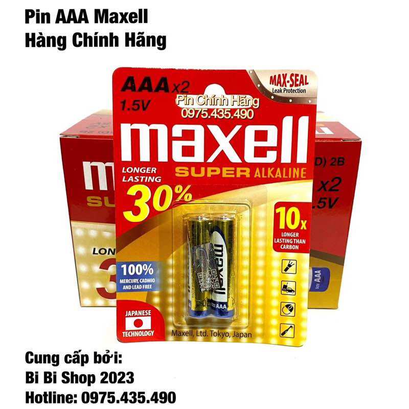 Pin AAA Maxell Alkaline LR03 Chính Hãng Vỉ 2 Viên 1.5V