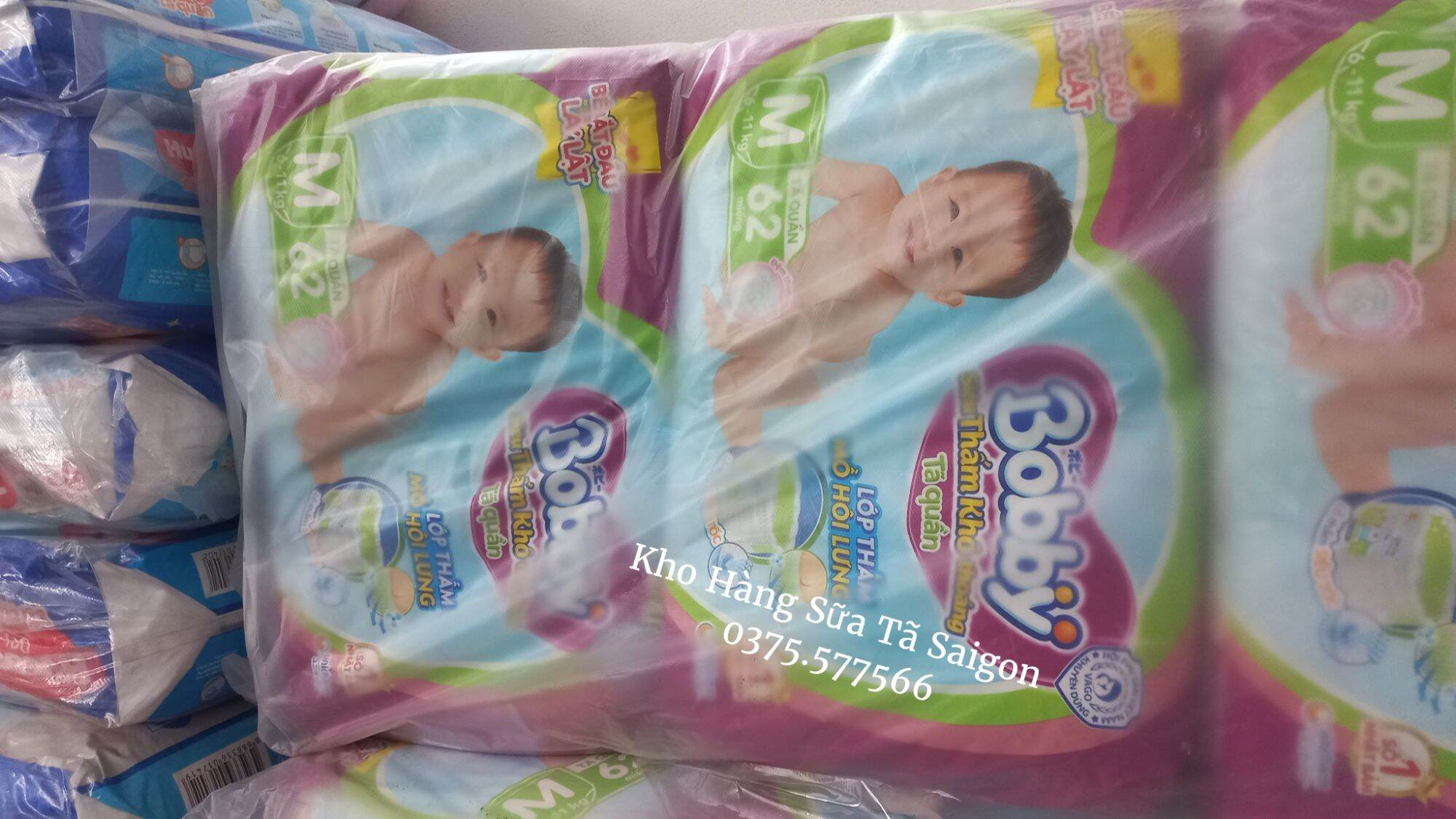 Combo 2 bịch tã quần bobby m62 = 124 miếng