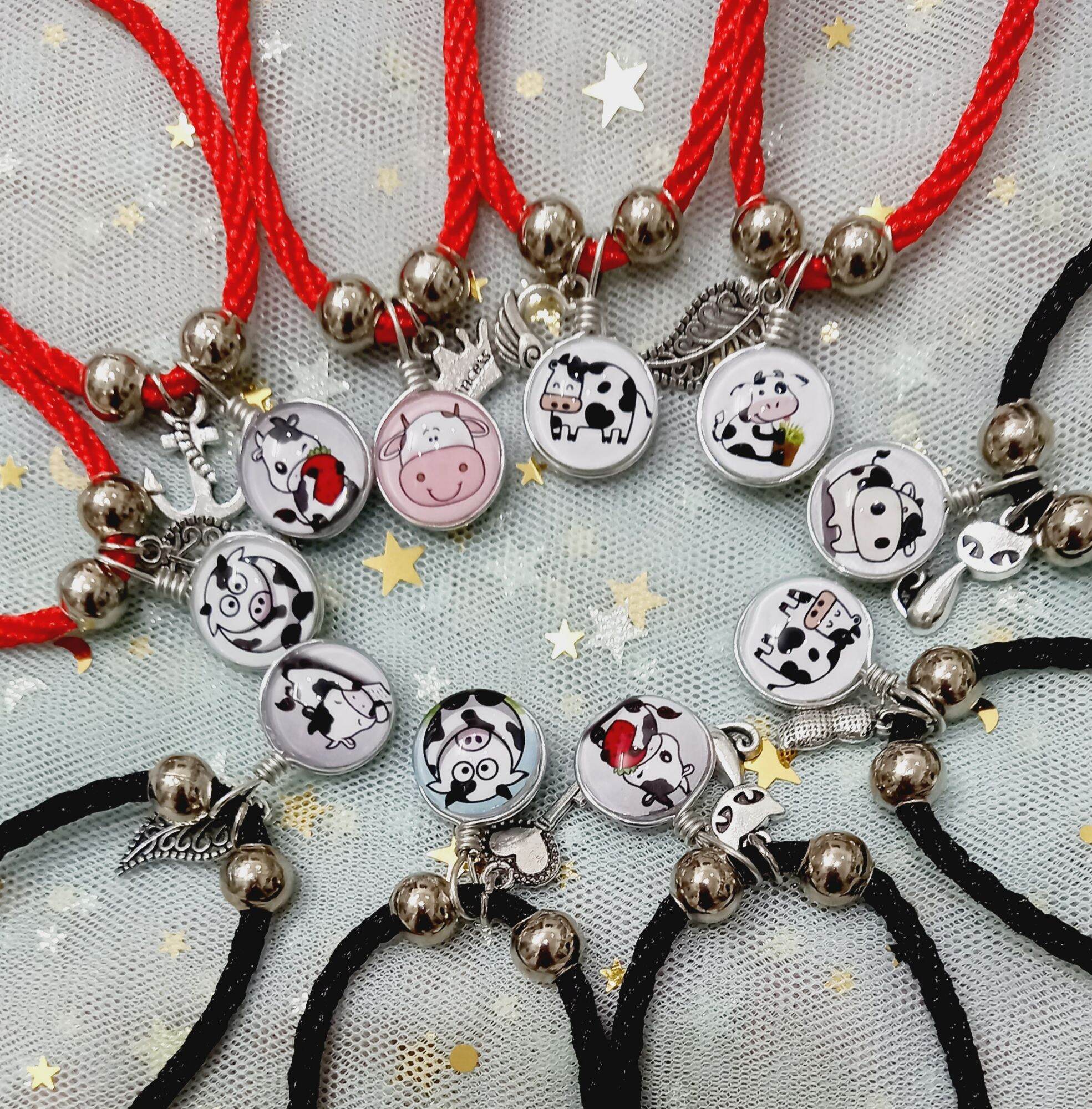 [HCM]Lắc tay dây vải đỏ đen icon cute(1 sợi)