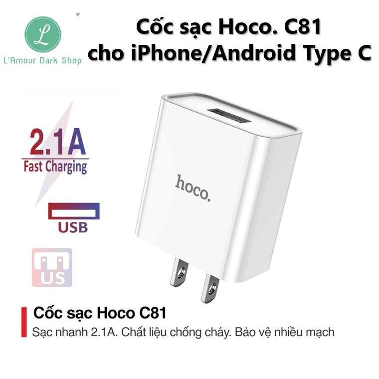 Củ sạc nhanh HOCO C81 (5V-2.1A),cốc sạc nhanh cho ĐT