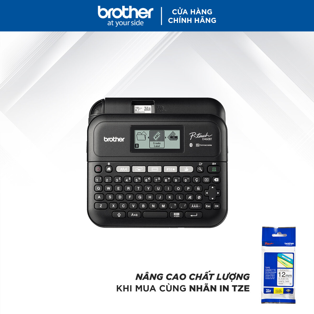 Máy in nhãn để bàn Brother PT D460BT