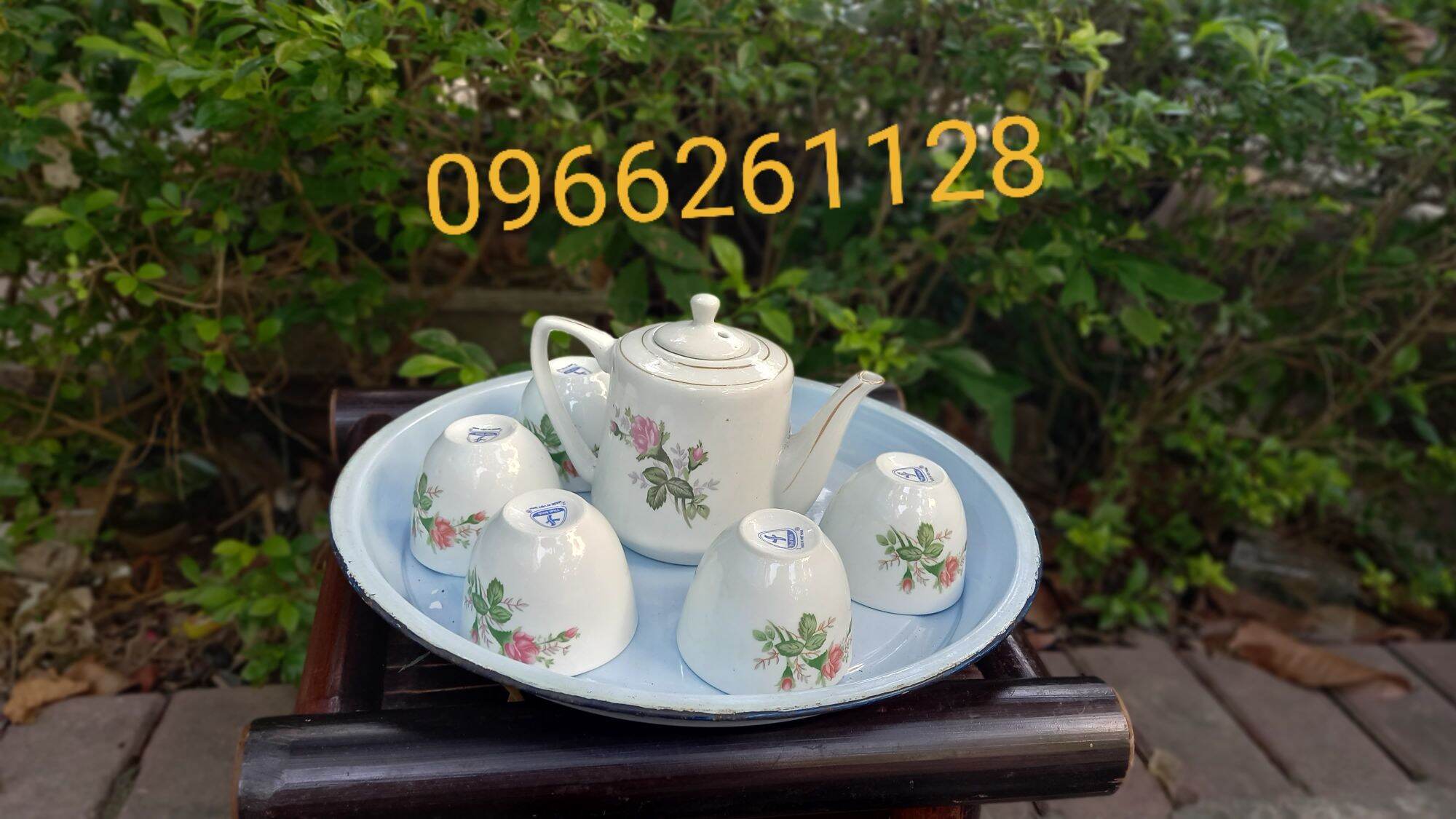 Combo 6 chén hoa hồng mắt trâu (không quai) sứ Thái bình xưa