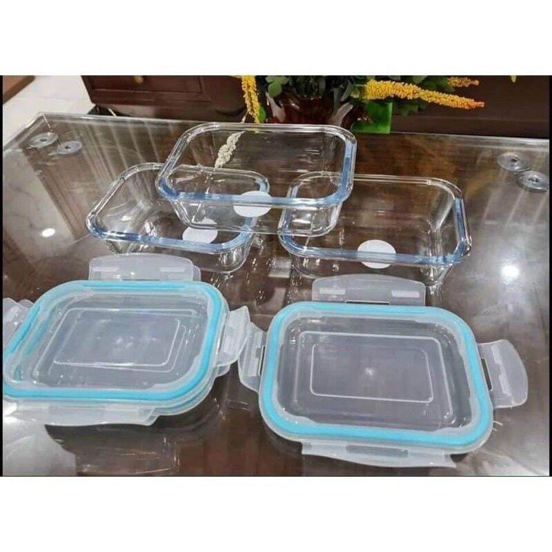 BỘ 3 THỐ THỦY TINH Glass CÓ NẮP 620ML t